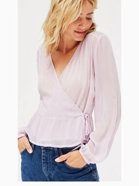 Lacausa Bonnie wrap blouse in lavender size XS